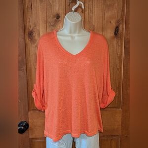 Nally‎ & Millie Vibrant Orange 3/4 Sleeve Top
